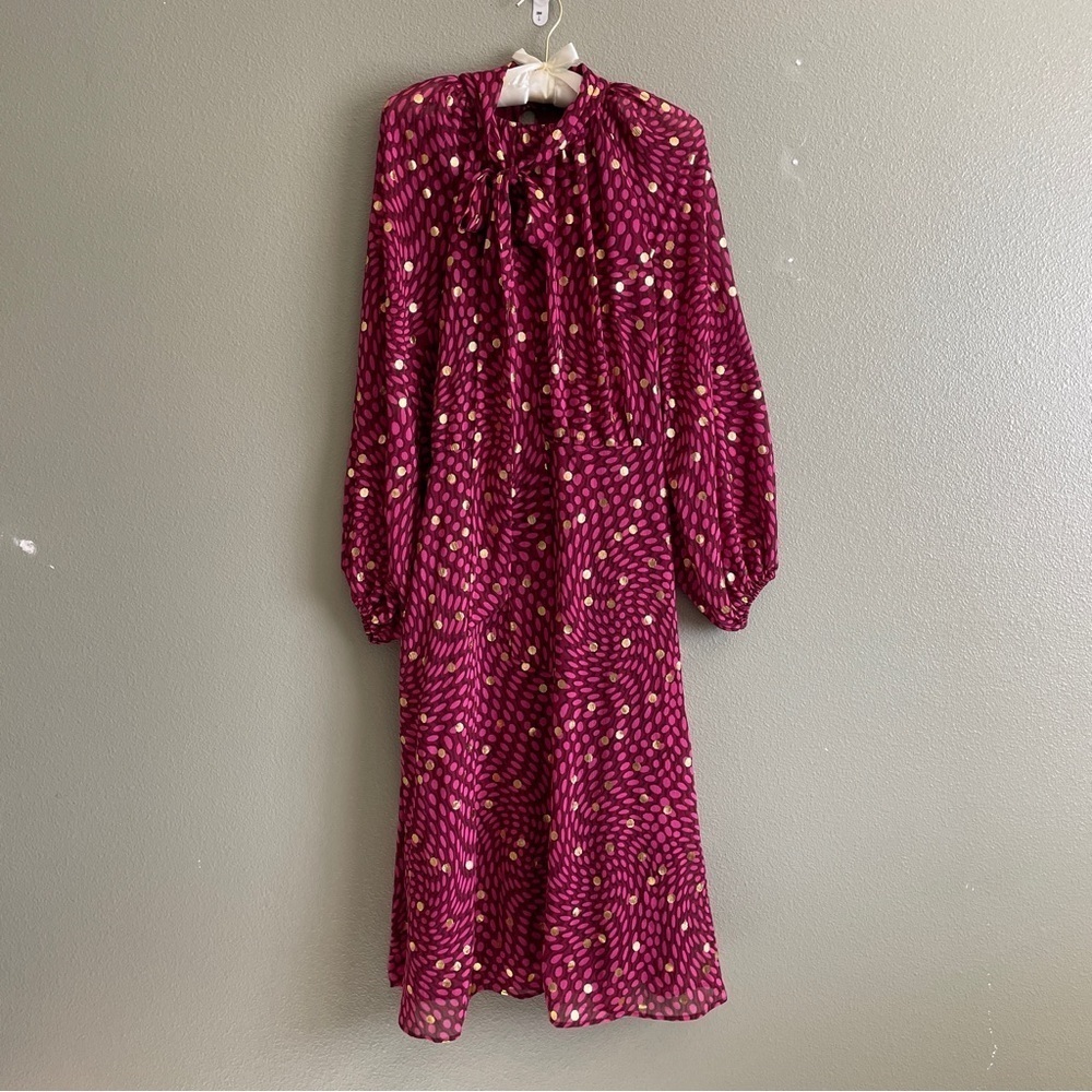 Scoop Womens Multicolor Blouson Sleeves Smocked Midi Dress Size S - Picture 2 of 11